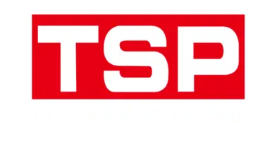 Logo della profilatura di stabilità termica (TSP) proprietaria di DBA per il processo di trattamento termico dei dischi ad alto contenuto di carbonio Logo DBA TSP raffigurante la scritta TSP bianca su sfondo rosso che rappresenta la tecnologia di profilatura di stabilità termica